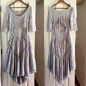 FREE PEOPLE | RARE Calamity Jane Dress Women’s Size Small Gray Lace Midi Dress